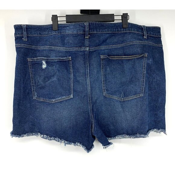 Terra & Sky Shorts Blue Denim Cutoff Fray Hem Slit High Rise - Picture 6 of 8